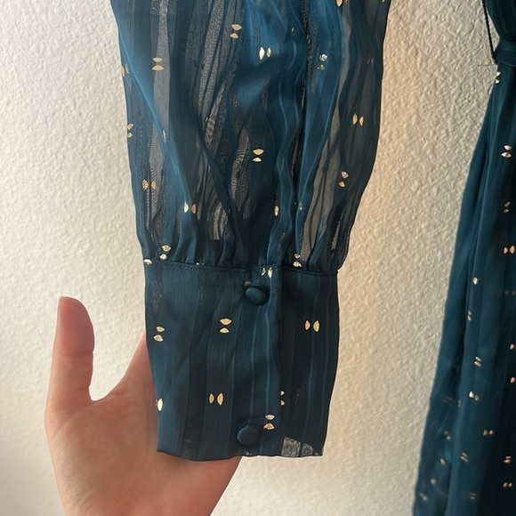 NWT Misa Los Angeles Gabriella Asymmetric Striped Wrap Midi Dress Size XS - Picture 8 of 10